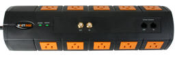 WattBox� Power Home Theater Strip 10 Spaced Outlets � 3000 Joules - 1 DSS 3.0 GHz Coaxial - 1 RJ45 Pair (Black)